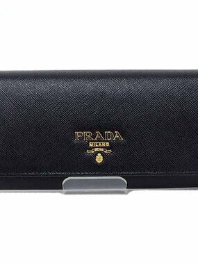 Prada Saffiano Leather Wallet with Pass Case Black
